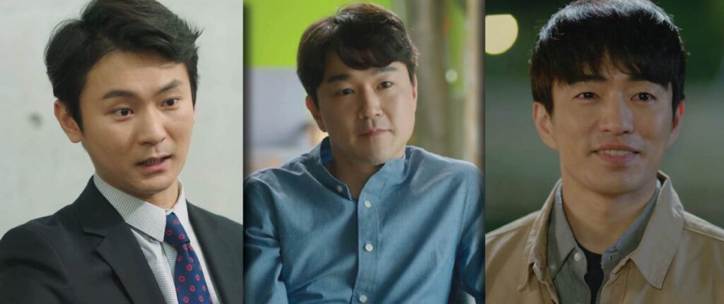 Kang Ki-doong as Park Woo-jin | [middle] Tae In-ho as Park Sung-bin | [right] Jung Moon-sung as Yoon Do-san