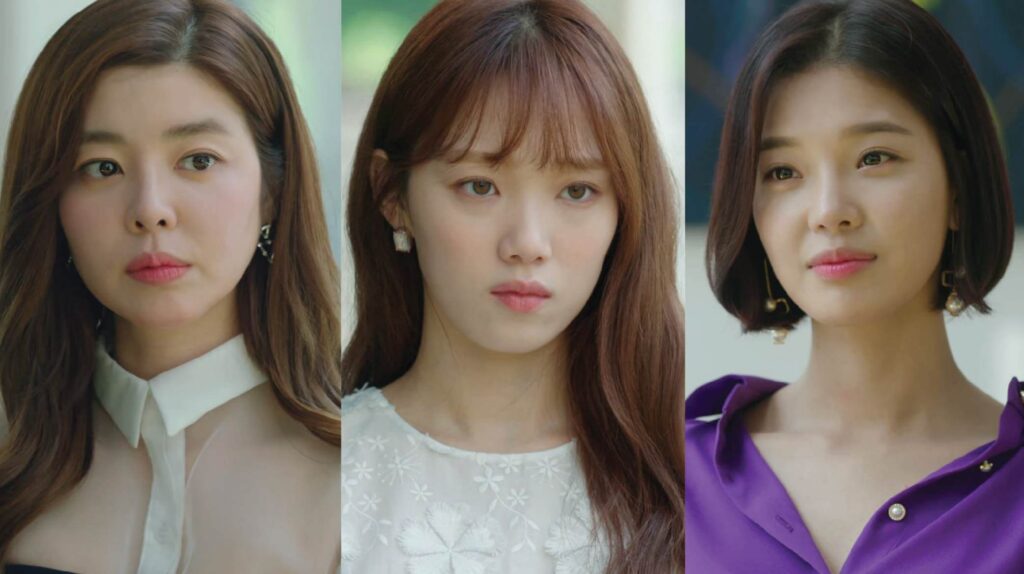 The women around Lee Do-Ha: [left] Kim Gyu-ri as Kim Joon-ah | [middle] | ​Lee Sung-Kyung as Choi Michaela / Mika | [right] Im Se-mi as Bae Soo-bong